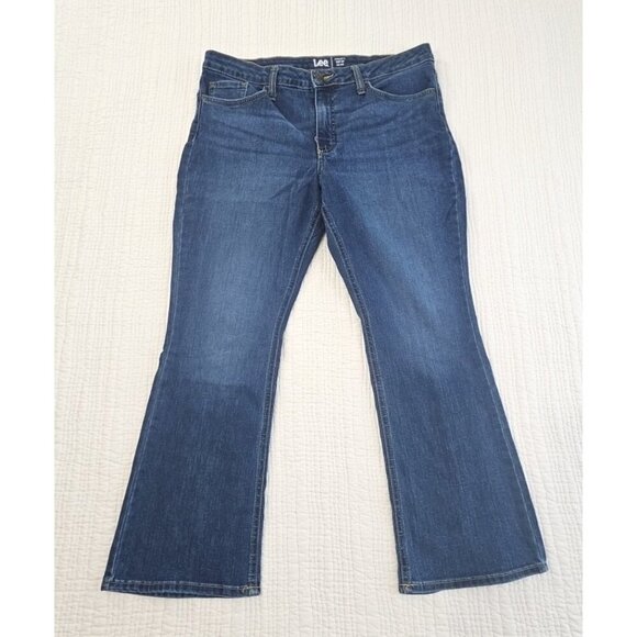 Lee Boot Cut Jeans Women's 16P Regular Fit Mid Rise Blue Stretch 1CMVEW9 EUC - Picture 1 of 15